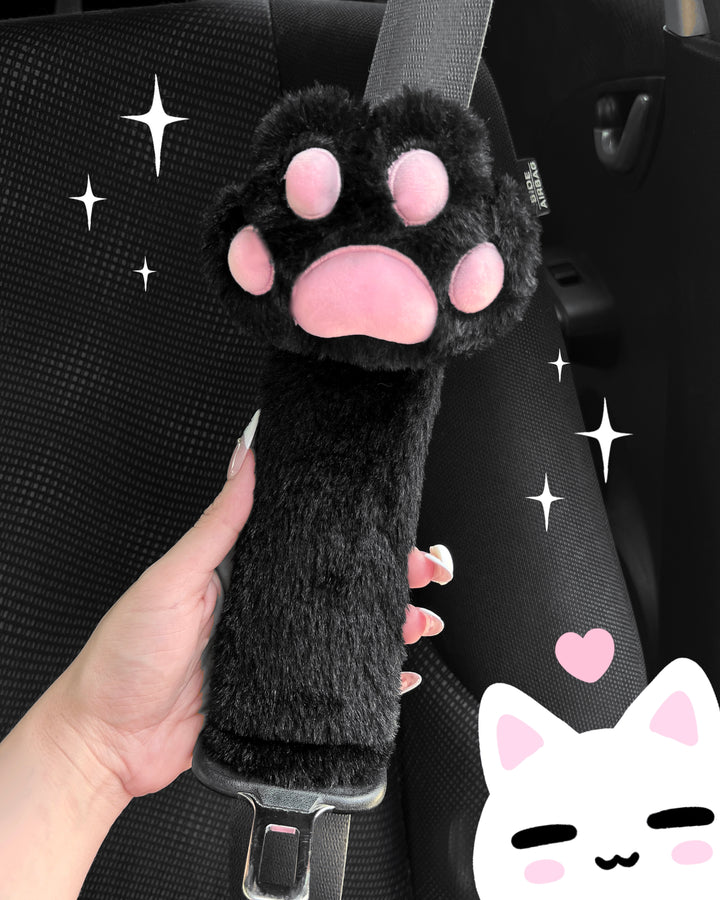 BLACK CAT PAW SEATBELT COVER SET