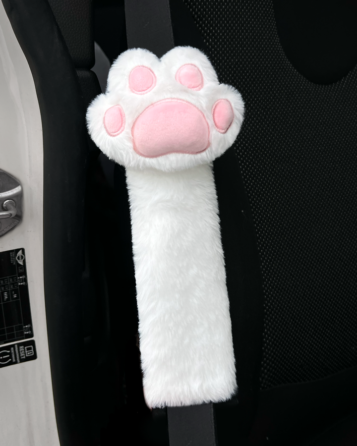 White Kitty Paw Seatbelt Cover Set