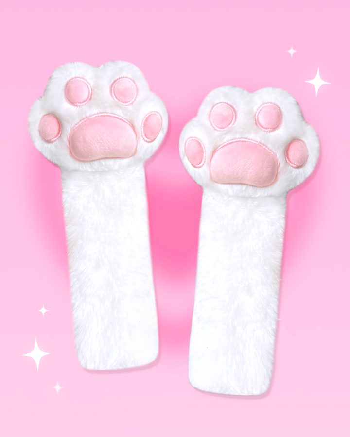 White Kitty Paw Seatbelt Cover Set