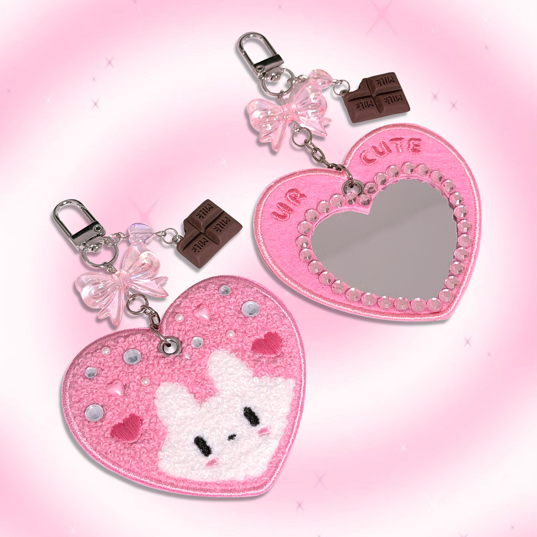 BEDAZZLED BUNNY MIRROR KEYCHAIN