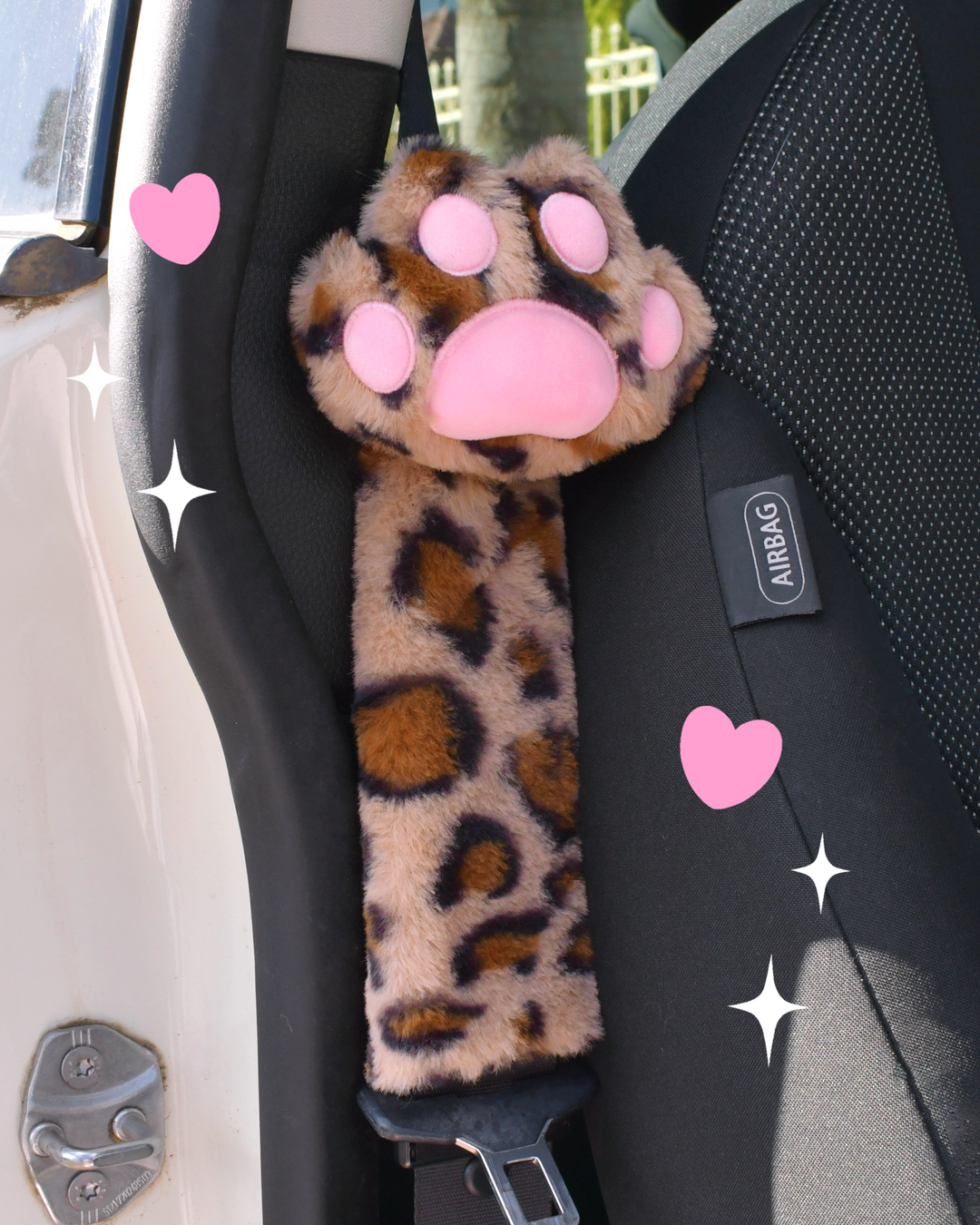 LEOPARD PAW SEATBELT COVER SET