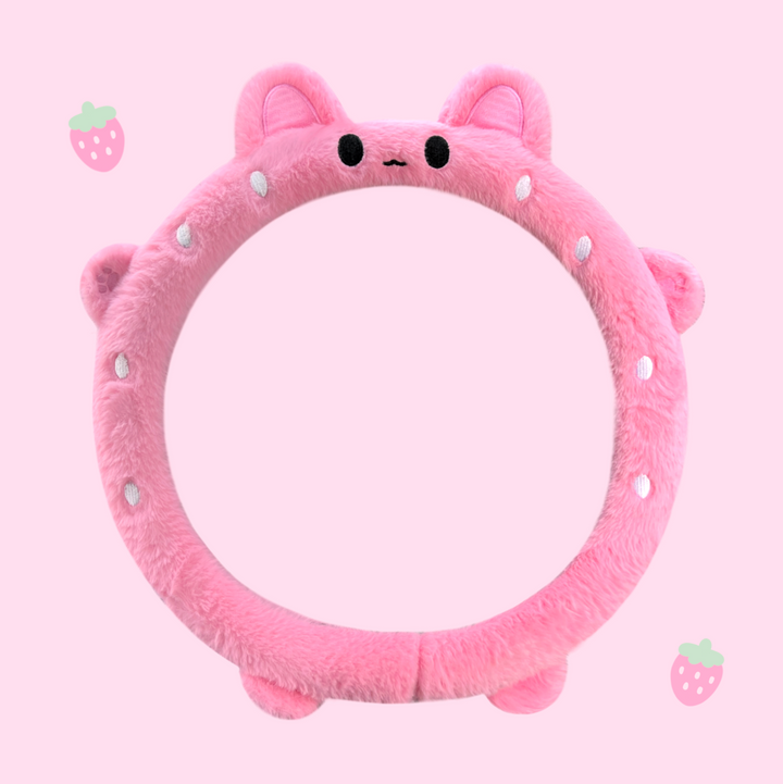 [B-Grade] Strawberry Bunny Steering Wheel Cover
